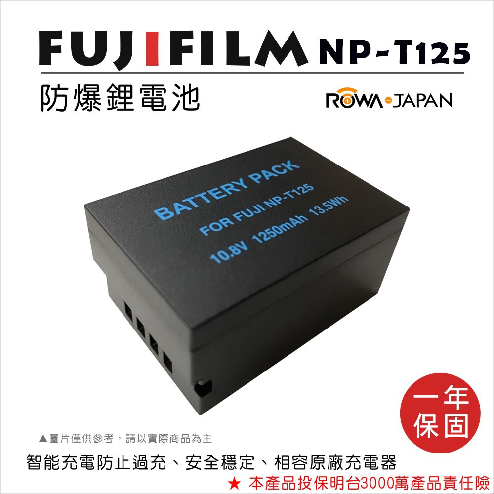 ROWA 樂華 FOR FUJI 富士 NP-T125 T125 電池 原廠充電器可用