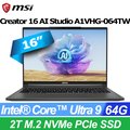 MSI Creator 16 AI Studio A1VHG-064TW(Intel Core Ultra 9 185H/64G/RTX4080/2T/W11P/16)
