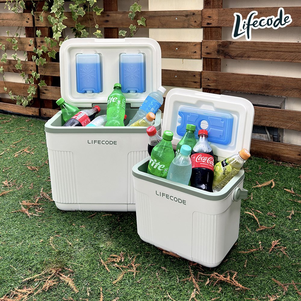 【LIFECODE】親子雙冰桶-手提式10+22公升保冰桶/保溫桶-白綠色 12300354