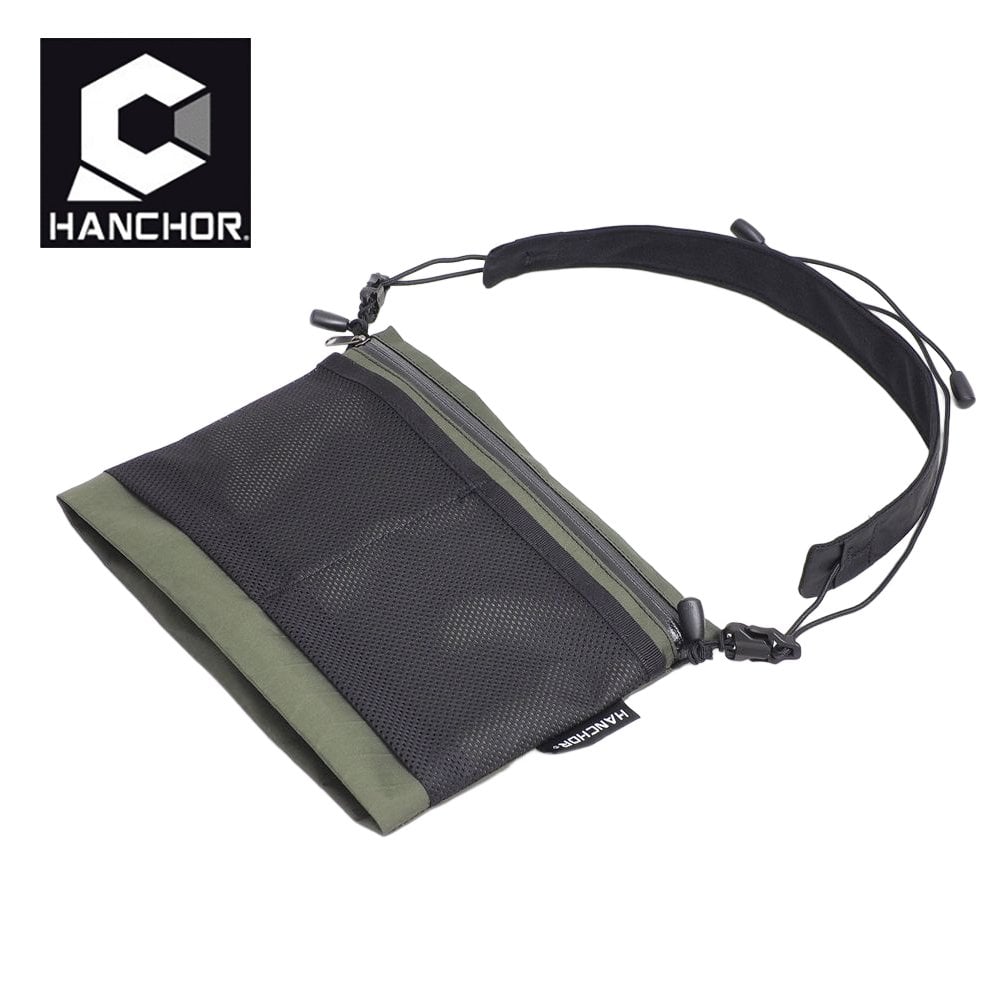 【Hanchor 台灣】SURFACE MESH 輕量化胸前包 斜背包 側背包 隨身包 橄欖綠 (OD17)