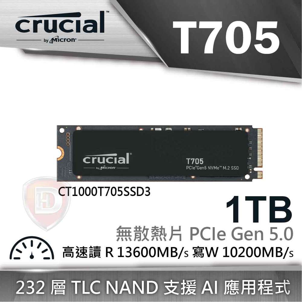 【hd數位3c】Micron 美光 Crucial T705 1TB PCIe Gen5 NVMe M.2 SSD 固態硬碟 (CT1000T705SSD3)【下標前請先詢問 有無庫存】