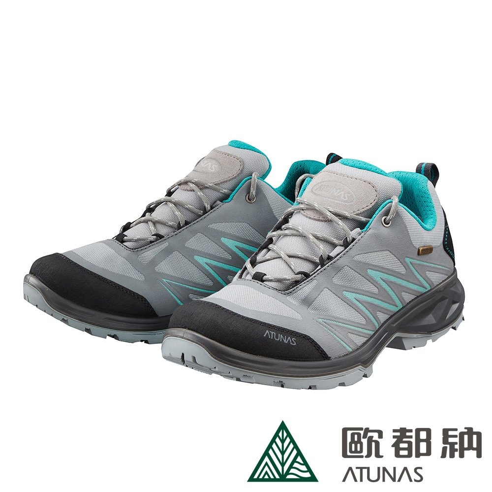 【ATUNAS 歐都納】女款低筒登山健行鞋A1GCDD09W灰藍/寬楦/耐磨/制震/防水透氣
