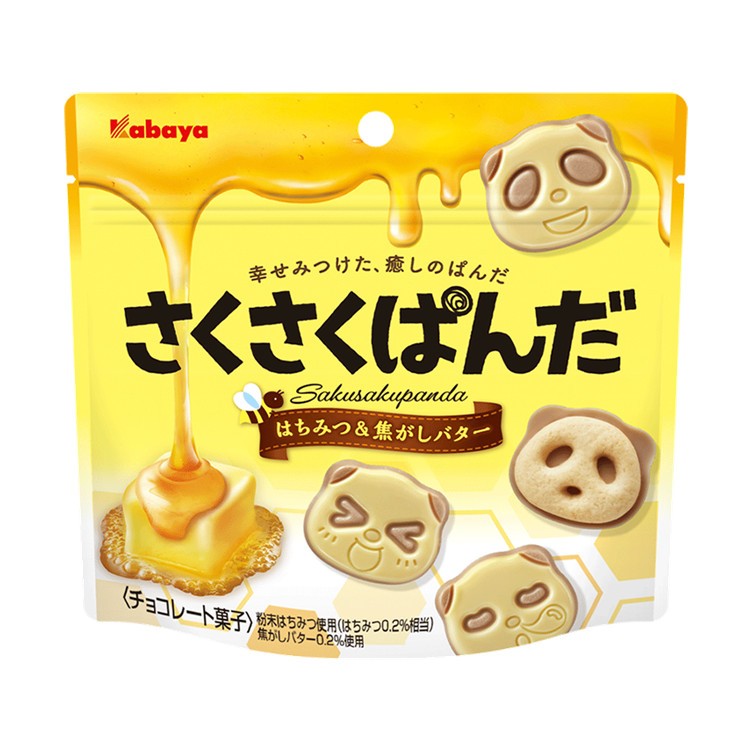 +東瀛go+KABAYA 卡巴 熊貓造型 蜂蜜奶油可可餅乾 立袋 43g 可可 造型餅乾 日本必買 日本原裝