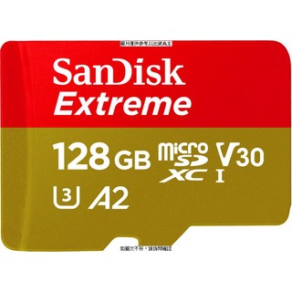 SANDISK SanDisk Extreme microSDXC 128GB, V30, U3, C10, A2, UHS-I, 190MB/s R, 90MB/s W 記 SanDisk E [O4G] [全新免運][編號 W63245]