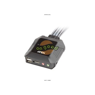 ATEN KVM CS22DP DisplayPort帶線式 ATEN 2埠USB DisplayPort帶線式KVM多電腦切換器(外接式切換按鍵)(CS [O4G] [全新免運][編號 K19418]