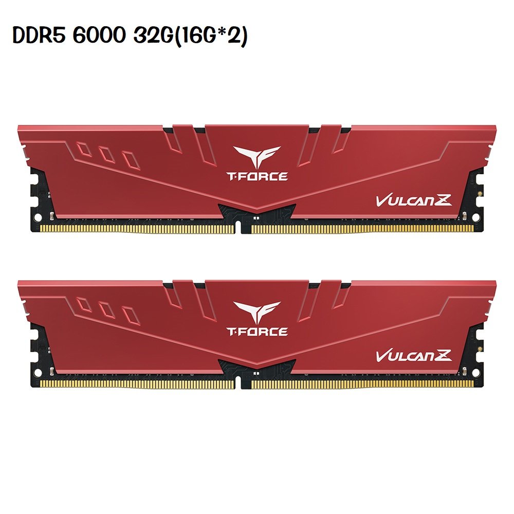 十銓 T-FORCE 火神 VULCAN Z DDR5 6000 雙通道32GB(16GB*2) 紅/CL38