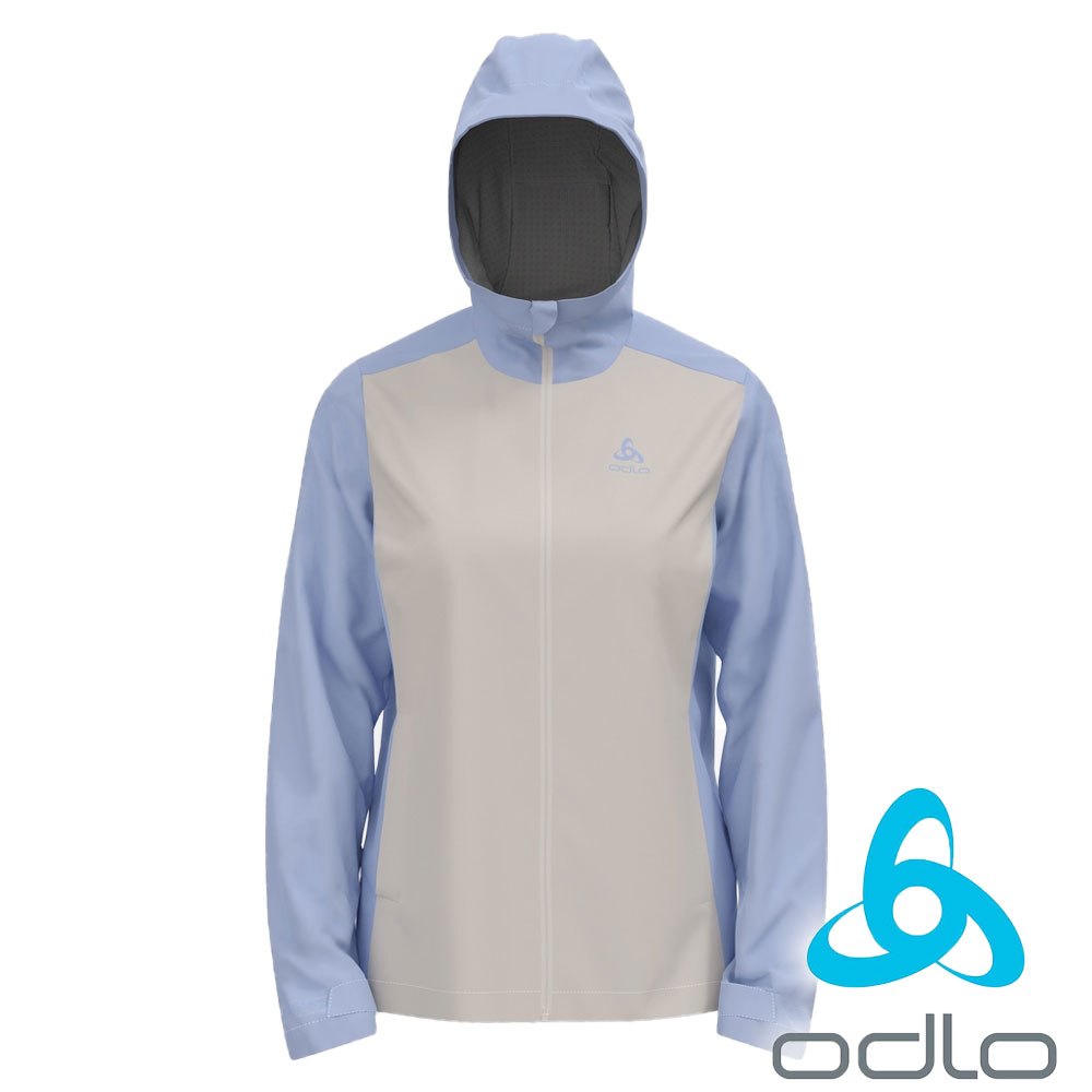 【ODLO瑞士】女AEGIS防水連帽外套『藍鷺/銀雲』528671 戶外 露營 登山 健行 休閒 防水 連帽外套