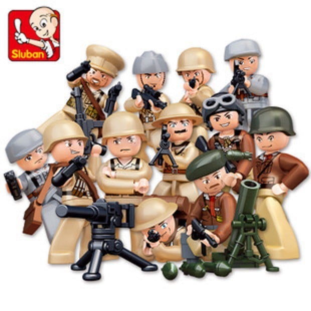 小魯班積木 軍事系列0580二戰人偶12入 非樂高LEGO相容【坤騰國際】