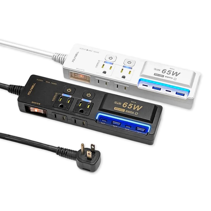 按壓式3開4插3P+2P 氮化鎵 PD65W USB延長線 1.8M/6尺 適用 電源延長線
