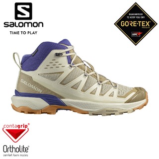 【SALOMON 索羅門 男 X ULTRA 360 EDGE GTX 中筒登山鞋《白/棕/藍》】473781/健行鞋