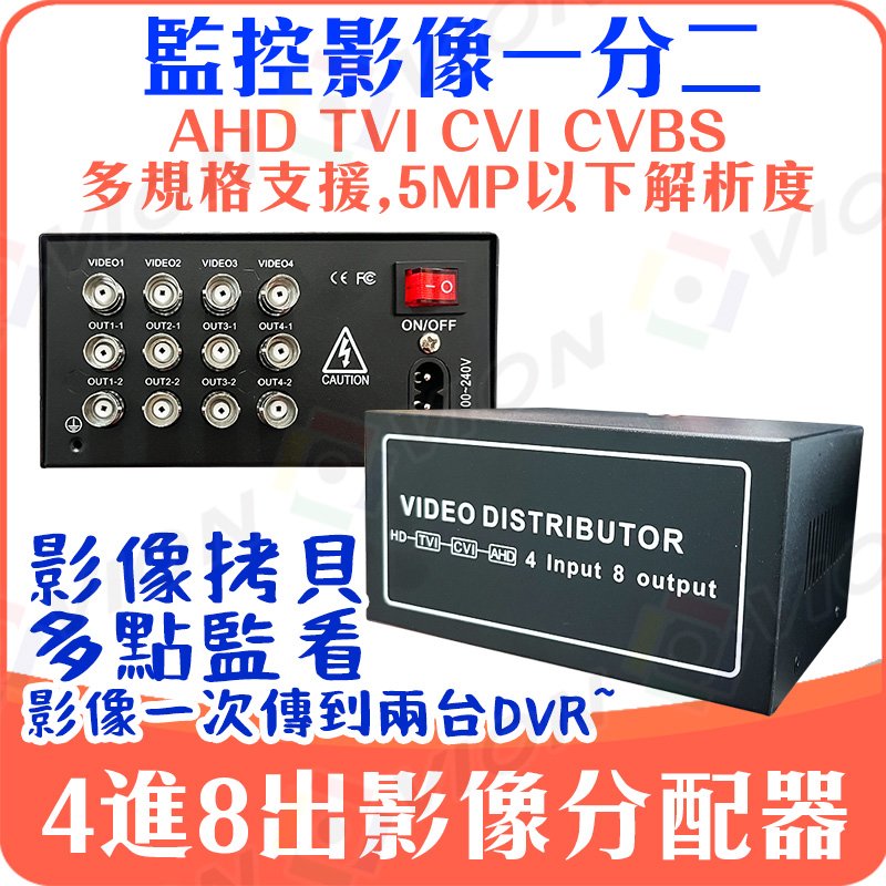 4進8出 5MP AHD TVI 高清 分配器 同軸 監視器 攝影機 DVR 主機 4路 1080P 720P 分屏器 擴充器 8路 鏡射
