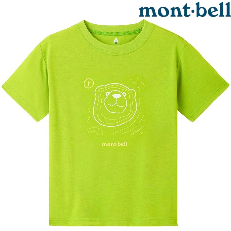 Mont-Bell Wickron 兒童排汗短T/幼童排汗衣 1114815 MAP BEAR 地圖熊 GN 綠