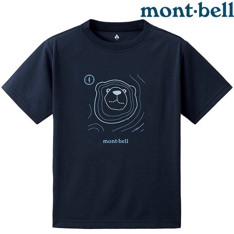 Mont-Bell Wickron 兒童排汗短T/幼童排汗衣 1114815 MAP BEAR 地圖熊 NV 海軍藍