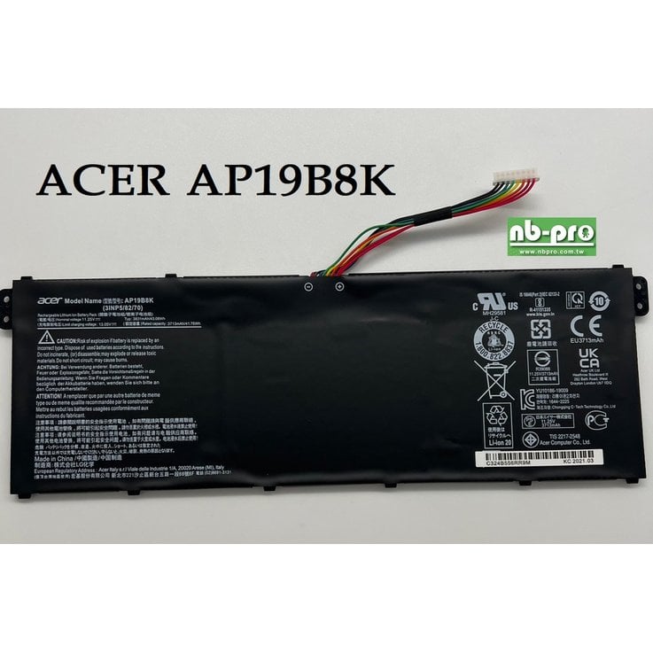 (NBPRO)全新原廠平輸-電池(ACER-AP19B8K)A514-52,A514-53,A514-54,A515-56G,A317-52,Swift 3 SF314-42