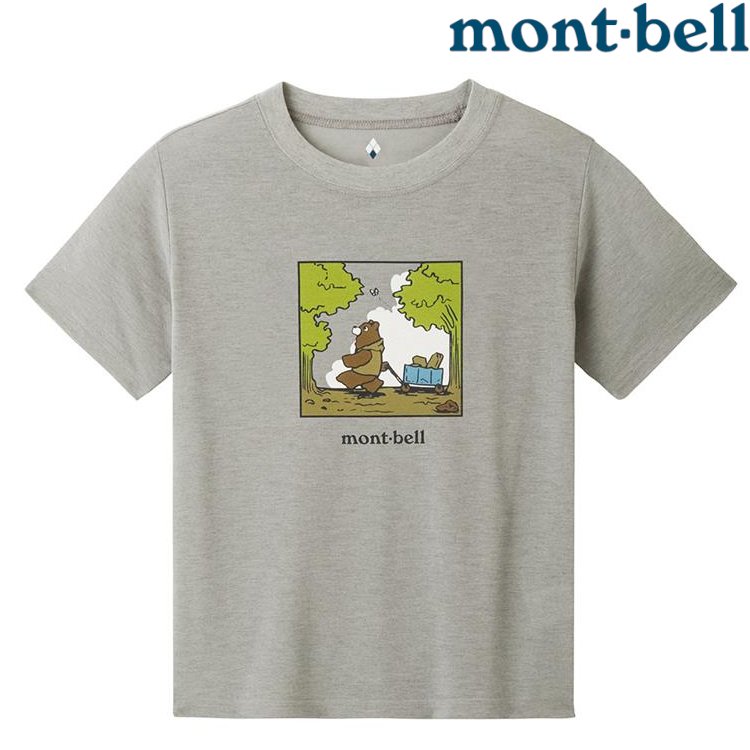 Mont-Bell Wickron 兒童排汗短T/幼童排汗衣 1114805 CAMP BEAR LGY 淺灰