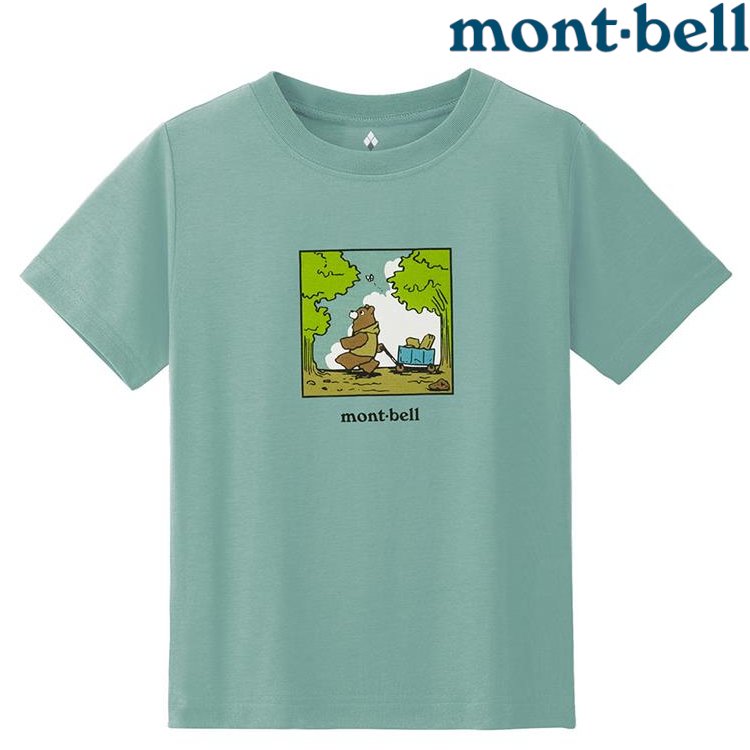 Mont-Bell Wickron 兒童排汗短T/幼童排汗衣 1114805 CAMP BEAR LBL 淺藍