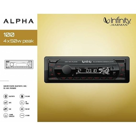 【免運費】 Infinity Alpha 100 藍芽 USB/AUX/SD/MP3 FM Radio 1 DIN 無碟機