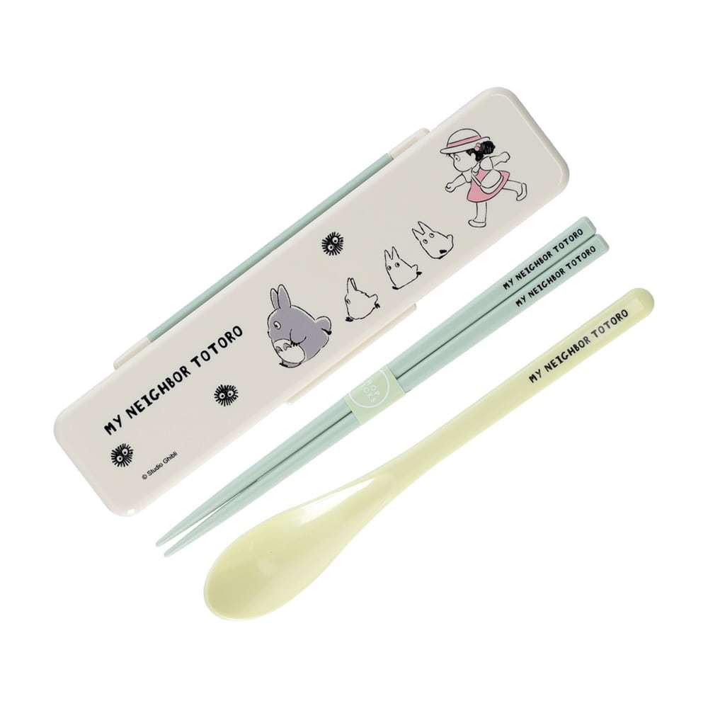 JPGO 宮崎駿 吉卜力 龍貓 龍貓們行進 日本製 抗菌 靜音盒 湯筷 收納盒 湯匙 筷子 餐具組 環保餐具