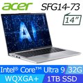 ACER Swift GO SFG14-73-95N0 銀(Ultra 9 185H/32G/1TB SSD/W11/WQXGA/14)