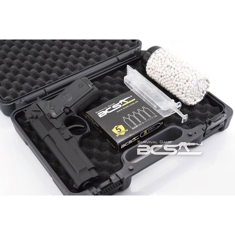 CO2優惠組合包 FS 1207 CO2直壓槍+0.25g BB彈2000發裝+快速填彈器+12g小鋼瓶(五入)+台製槍盒