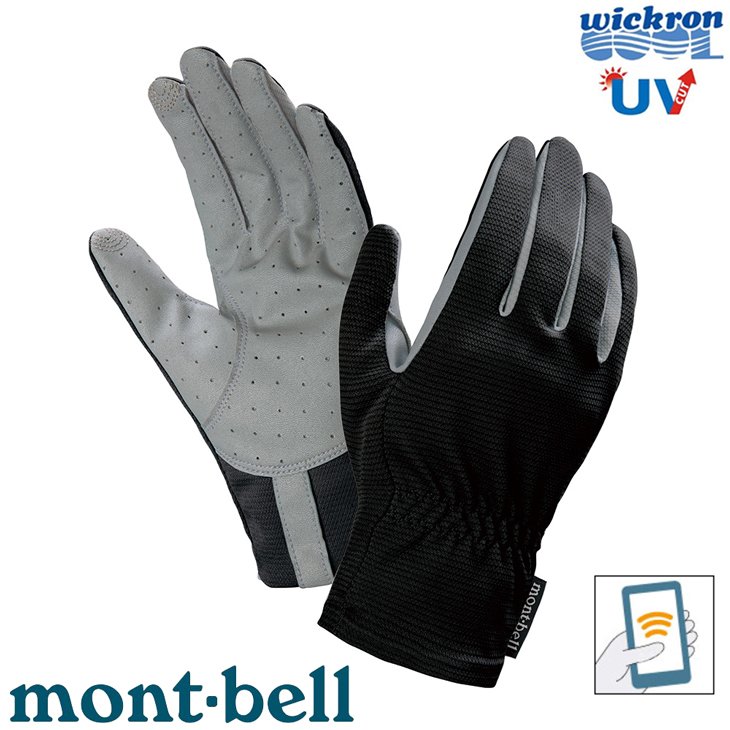 【台灣黑熊】日本 mont-bell 1118312 女 Cool Gloves 可觸控排汗快乾防曬手套 抗UV手套 黑BK