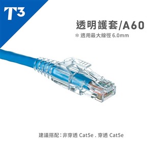 【祥昌電子】台灣製 T3 美國品牌 CAT.5E 透明護套 保護套 水晶頭保護 網路頭保護 護套 (100顆)
