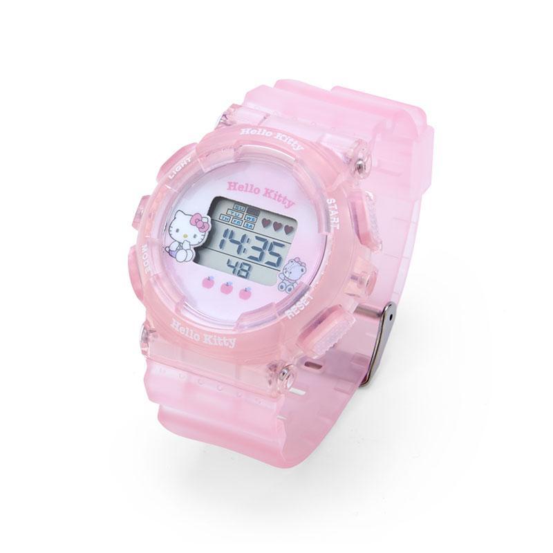 JPGO 預購 凱蒂貓 kitty 透明錶帶 電子錶 數字錶 手錶 錶 夜光 計時 無防水 JD51