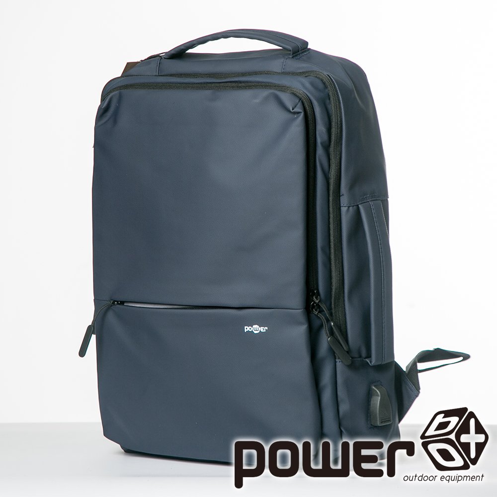 【Power Box】經典商務雙肩包『灰藍』P23753 戶外.旅遊.自助旅行.多隔間.後背包.商務包.肩背包.手提包.行李包