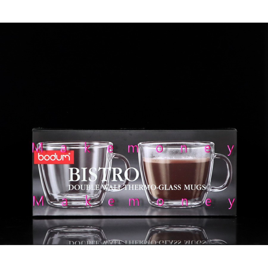 公司貨 BODUM BISTRO 450ml 15oz 會呼吸的手工吹製雙層玻璃杯 咖啡杯 花茶杯 拿鐵杯 盒裝 對杯組