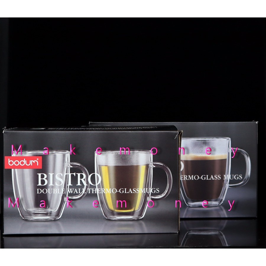 公司貨 BODUM波頓 BISTRO 300ml 450ml 會呼吸的手工吹製雙層玻璃杯 咖啡杯 花茶杯 盒裝 對杯組($1700)