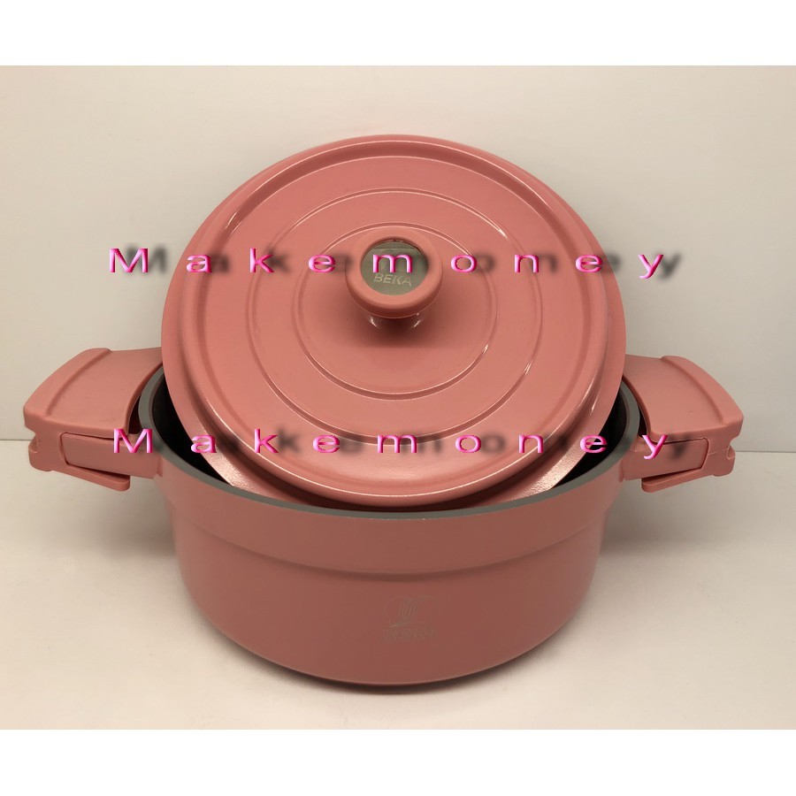 BEKA貝卡 Cook’on 悠活燉煮鍋雙耳附蓋湯鍋 20cm 2.4L 粉紅 / 藍色 24cm 4.2L 黑色($1880)