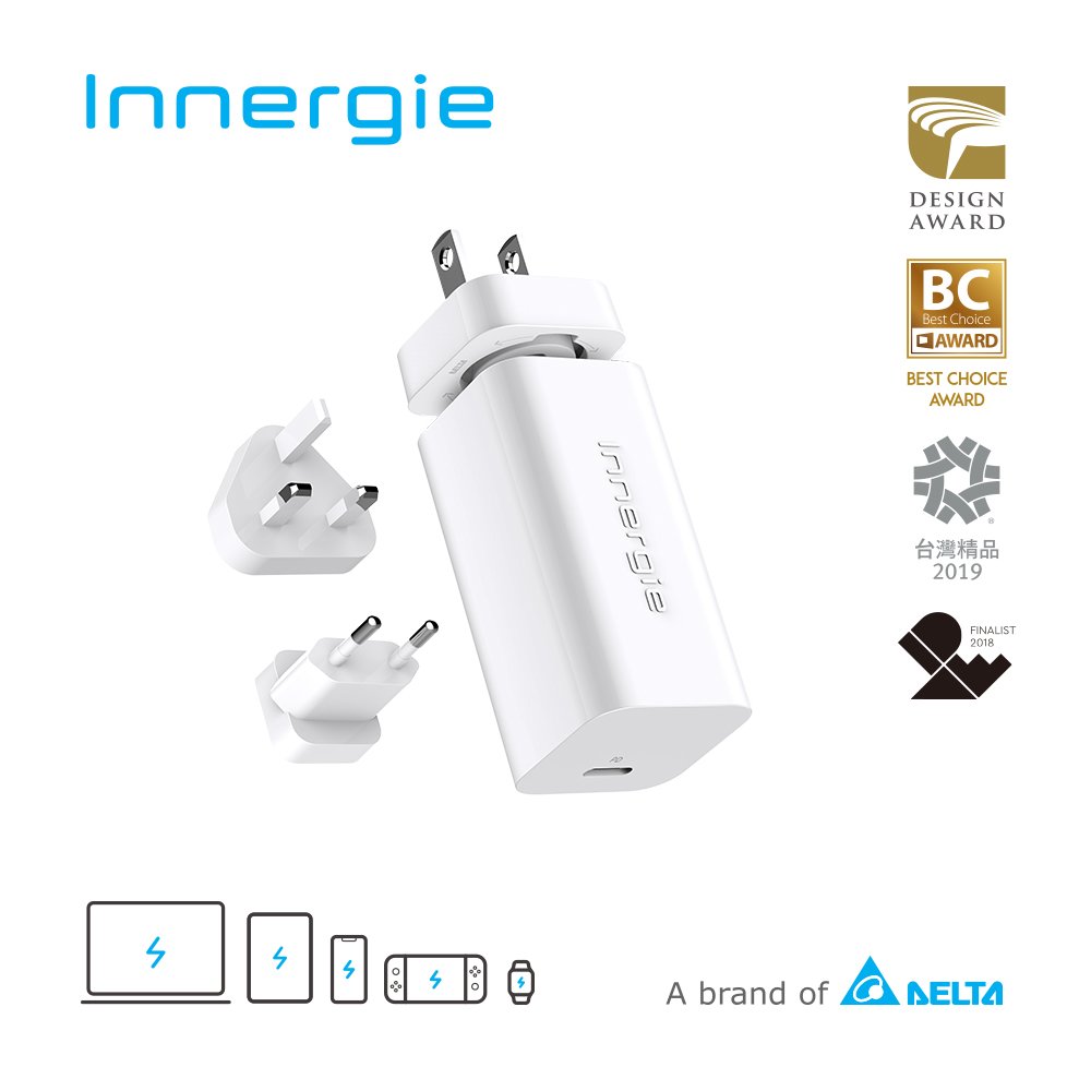 Innergie 60C Pro (國際版) 60瓦 USB-C 萬用充電器(單顆無附線版本)
