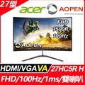 AOPEN 27HC5R H 曲面螢幕(27型/FHD/100Hz/1ms/喇叭/VA)
