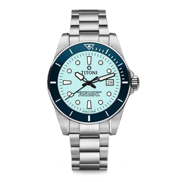 TITONI 瑞士梅花錶 83300S-BE-718 海洋探索 SEASCOPER300 男士系列 潛水機械錶 /藍面 42mm