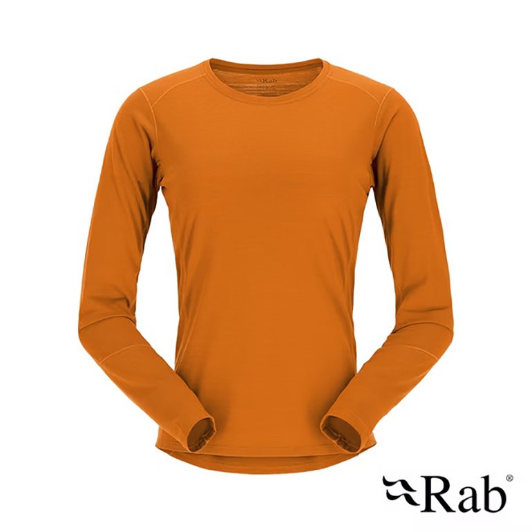 RAB|英國|Syncrino Base LS Tee 女羊毛混紡長袖排汗衣/QBL-33 橙橘