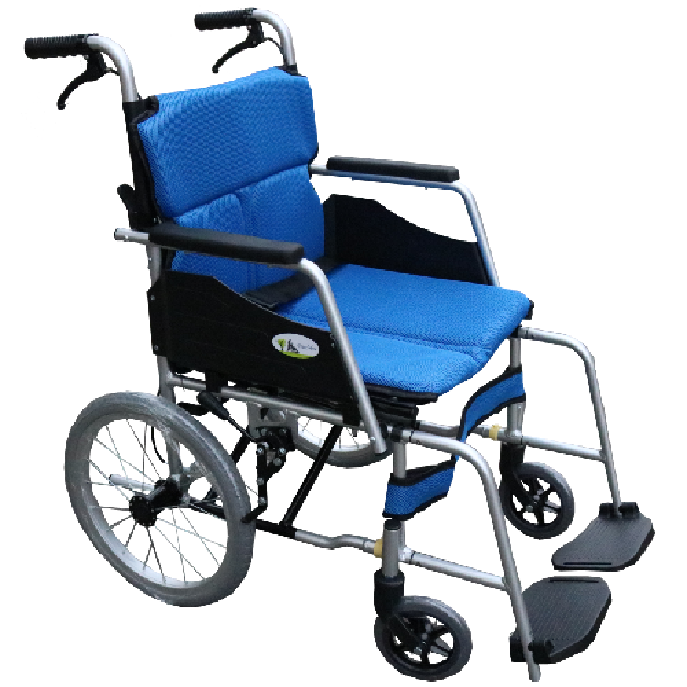 JR202-16 日式雙層拆腳鋁輪椅(藍/紅)