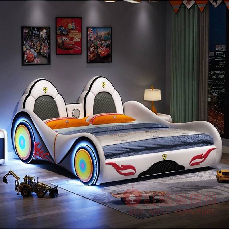 [紅蘋果傢俱] 兒童系列 JYS-978 跑車床 賽車床 軟包床 小孩床 兒童床 造型床 圍邊床 單人造型床