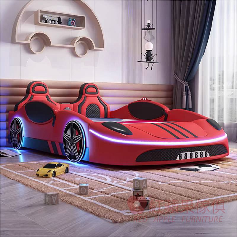 [紅蘋果傢俱] 兒童系列 JYS-985 跑車床 賽車床 軟包床 小孩床 兒童床 造型床 圍邊床 單人造型床