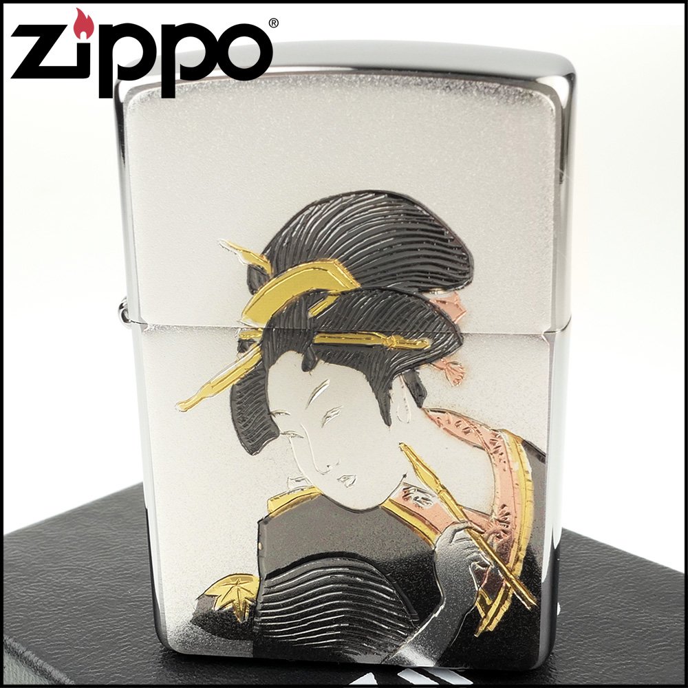 ◆斯摩客商店◆【ZIPPO】日系~傳統藝術-浮世繪-遊女圖案電鑄板貼片加工打火機