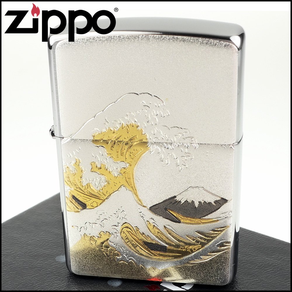 ◆斯摩客商店◆【ZIPPO】日系~傳統藝術-波富士圖案電鑄板貼片加工打火機
