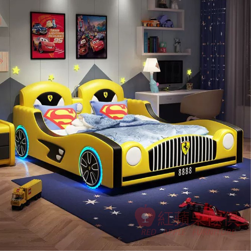 [紅蘋果傢俱] 兒童系列 JYS-955 跑車床 賽車床 軟包床 小孩床 兒童床 造型床 圍邊床 單人造型床