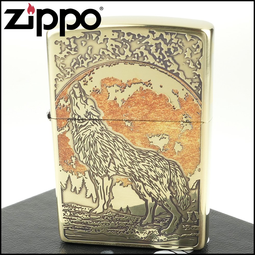 ◆斯摩客商店◆【ZIPPO】日系~狼嚎圖案設計打火機(黃銅鏡面款) NO.2BI-WOLF