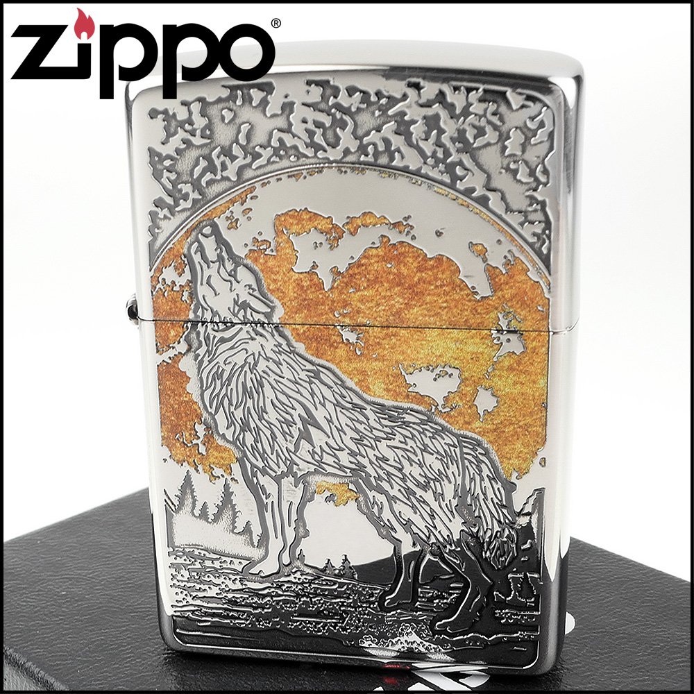 ◆斯摩客商店◆【ZIPPO】日系~狼嚎圖案設計打火機(銀色鏡面款) NO.2SI-WOLF