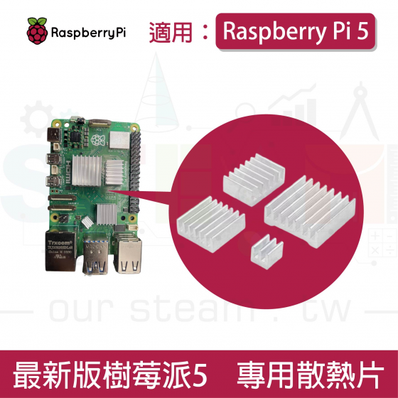 樹莓派 Raspberry Pi 5 專用散熱片 四鋁片