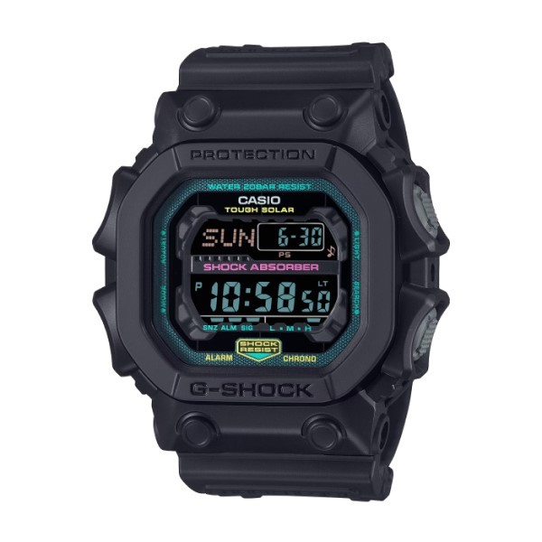 【CASIO G-SHOCK】螢光色彩太陽能方形電子腕錶-霧感黑/GX-56MF-1/台灣總代理公司貨享一年保固