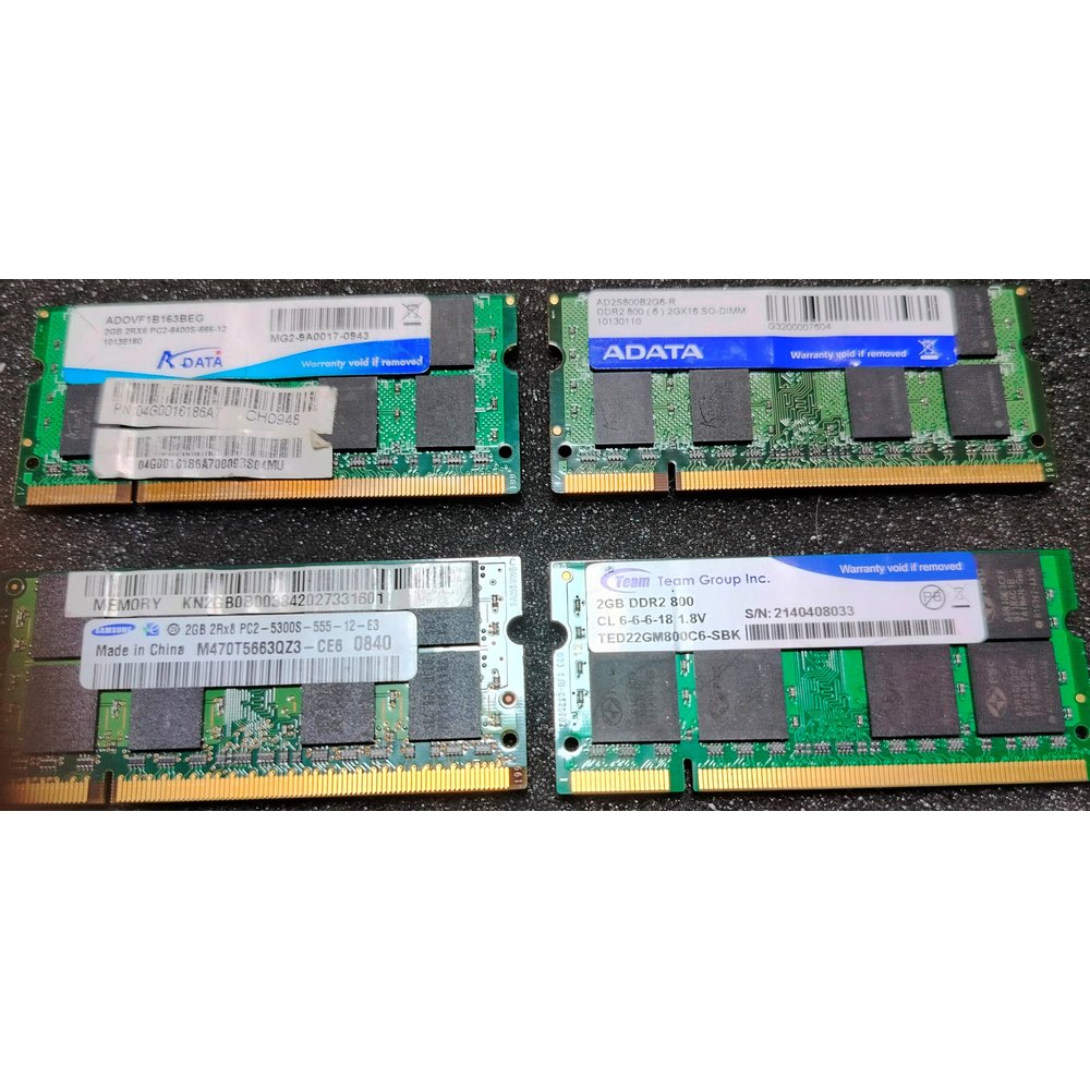 2GB !筆電用 PC2 DDR2 品牌 ADATA TEAM十銓 SAMSUNG三星　２手記憶體　單支價