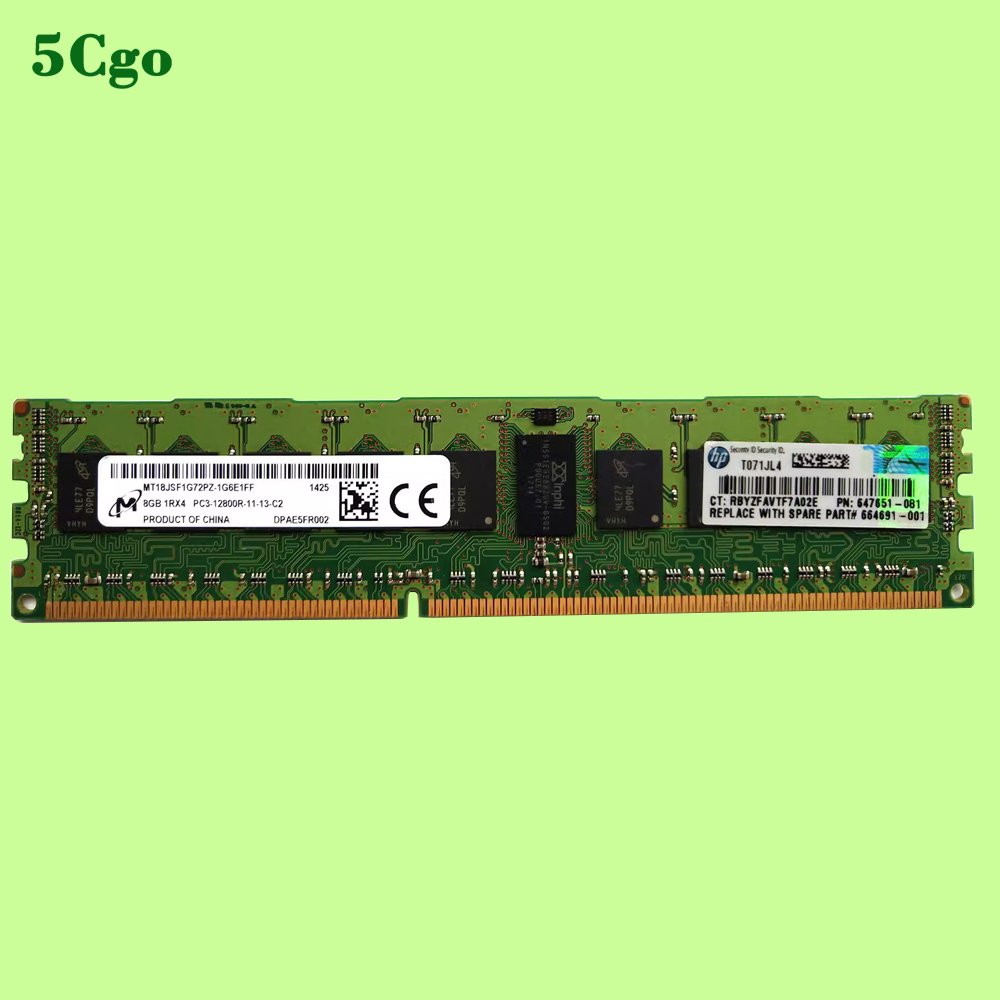 5Cgo【一店】原裝HP/惠普 8GB 1RX4 PC3-12800R 647899-B21 647651-081 664691-001記憶體DDR3 1600 ECC REG 伺服器GEN8