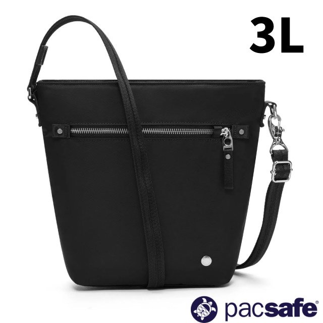 【Pacsafe】W Crossbody 防盜托特包 3L.單肩側背包.RFID護照包.斜背隨身包/防割裂鋼網.防割背帶/20462100 黑色