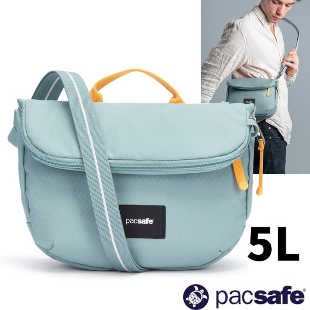 【Pacsafe】Go Anti Theft Saddle Crossbody 防盜斜背包5L.單肩側背包.RFID護照包/容量可擴充.防割裂鋼網.防割背帶/35140528 沁心藍