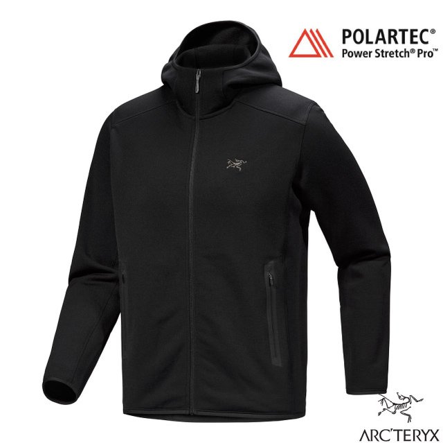 【ARCTERYX 始祖鳥】男 Kyanite Hoody 抓絨保暖連帽外套.夾克/Polartec Power Stretch Pro刷毛/X000008446 黑